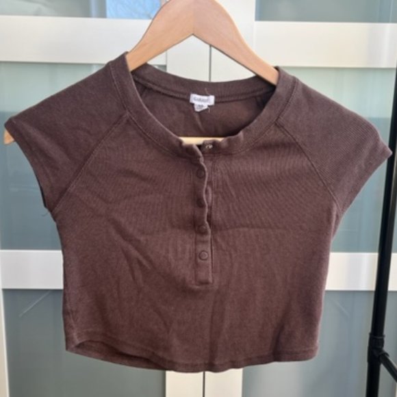 Garage Brown Button Baby Tee - Picture 2 of 2
